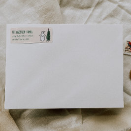 Hand Drawn Painted Snowman Christmas Tree Address