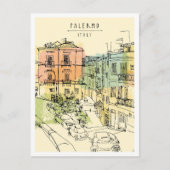 Hand drawn Palermo Italy Scene Landmark Postkarte (Vorderseite)