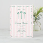 Hand-Drawn Palm Springs Pink Green Bridal Shower Einladung (Stehend Vorderseite)