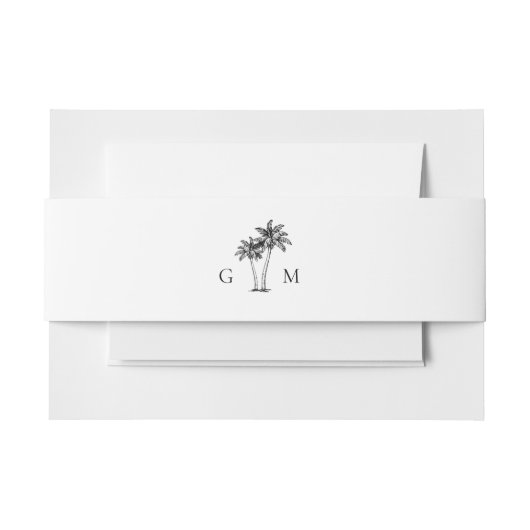 Hand Drawn Palm Tree Monogram Destination Wedding Einladungsbanderole (Vorderseite Beispiel)