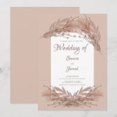 Hand Drawn Pampas Earthy Botanical Wedding Einladung (Vorne/Hinten)