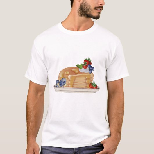 Hand Drawn Pancakes Berries Breakfast Food T-Shirt (Vorderseite)
