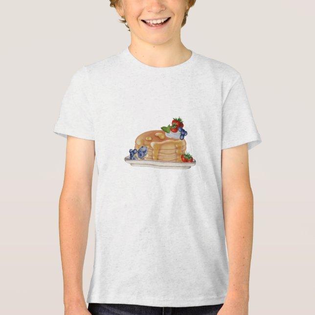 Hand Drawn Pancakes Berries Breakfast Food Tri-Blend Shirt (Vorderseite)