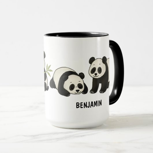 Hand Drawn Panda Bear Custom Cute Tasse (VorderseiteRechts)