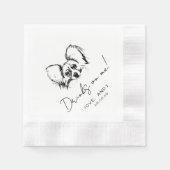 Hand Drawn Papillon Dog Drinks on me Cocktail Serviette (Vorderseite)