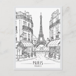 Hand drawn Paris France Scene Landmark Postkarte
