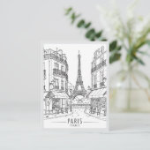 Hand drawn Paris France Scene Landmark Postkarte (Stehend Vorderseite)