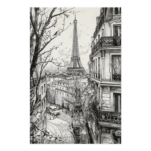 Hand Drawn Paris Szenen Poster (Vorderseite)