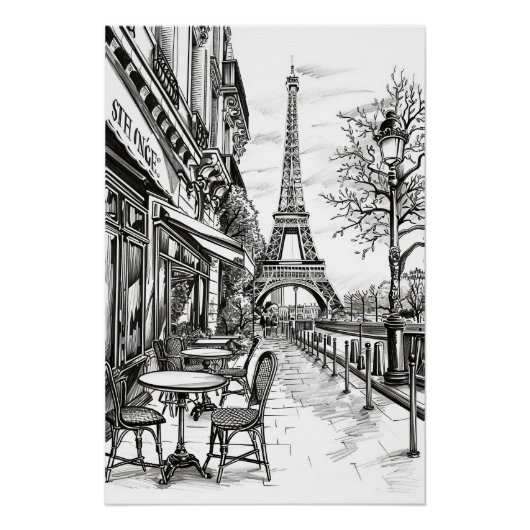 Hand Drawn Paris Szenen Poster (Vorderseite)