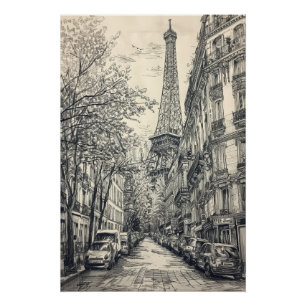 Hand Drawn Paris Szenen Poster