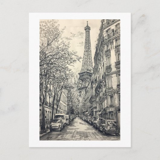 Hand Drawn Paris Szenen Postkarte (Vorderseite)