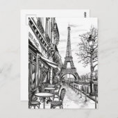 Hand Drawn Paris Szenen Postkarte (Vorne/Hinten)