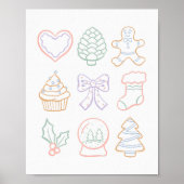 Hand Drawn Pastel Christmas Girly Coquette Pink Poster (Vorne)