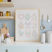 Hand Drawn Pastel Christmas Girly Coquette Pink Poster