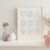Hand Drawn Pastel Christmas Girly Coquette Pink Poster