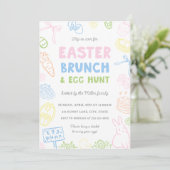 Hand Drawn Pastel Easter Brunch & Egg Hunt Invites (Stehend Vorderseite)