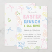 Hand Drawn Pastel Easter Brunch & Egg Hunt Invites (Vorne/Hinten)