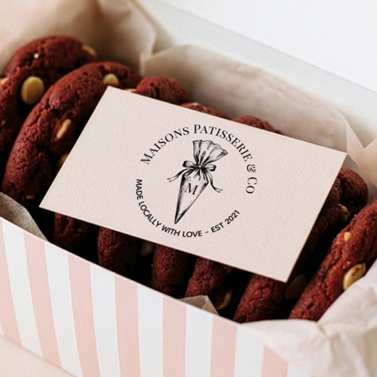 Hand Drawn Pastry Piping Bag Monogram Bakery Shop Gummistempel