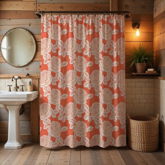 Hand Drawn Peony Floral  Duschvorhang