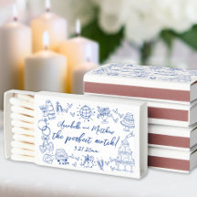 Hand Drawn Perfect Match Whimsical Blue Wedding