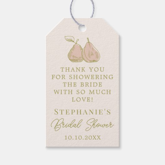 Hand Drawn Perfect Pear Bridal Shower Thank You Geschenkanhänger (Vorderseite)