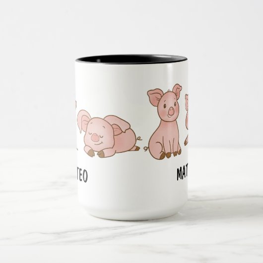 Hand Drawn Pig Custom Cute Tasse (Zentrum)