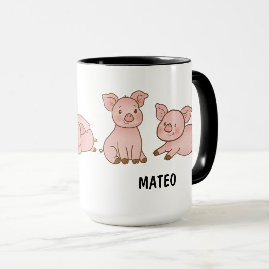 Hand Drawn Pig Custom Cute Tasse (VorderseiteRechts)