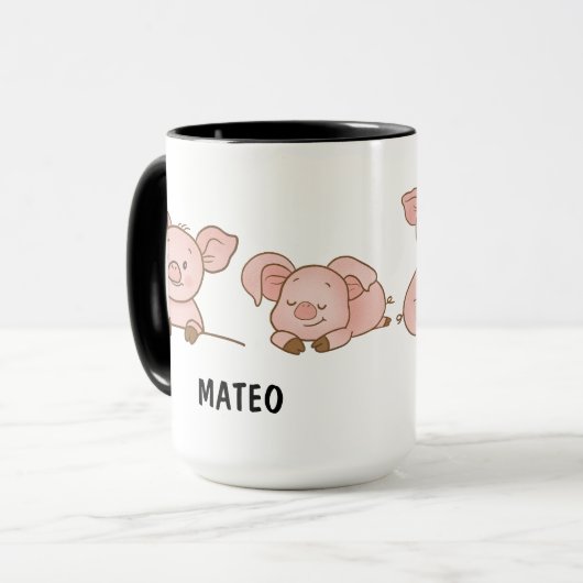 Hand Drawn Pig Custom Cute Tasse (Vorderseite Links)