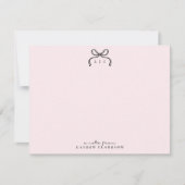 Hand Drawn Pink Bow Monogram Note Card Einladung (Vorderseite)