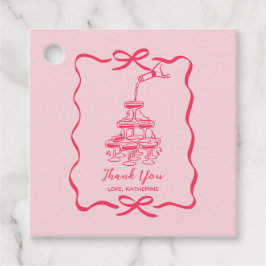 Hand Drawn Pink Champagne Thank You Birthday Party Geschenkanhänger