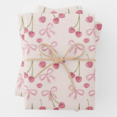 Hand-drawn Pink Cherry Coquette Seamless Pattern Geschenkpapier Set (Beispiel)
