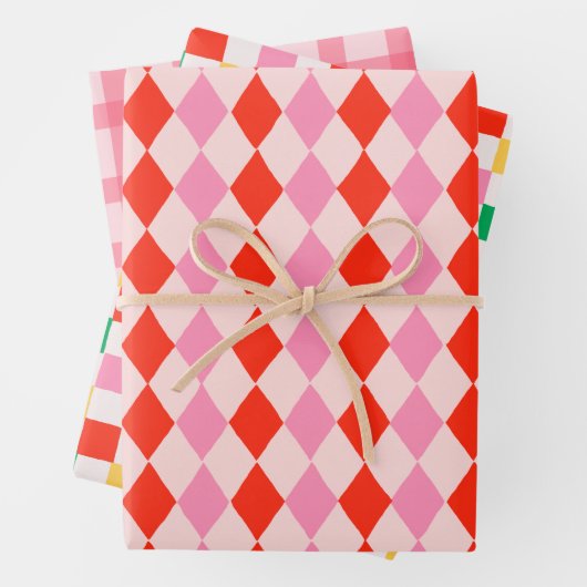Hand Drawn Pink Christmas Geometric Geschenkpapier Set (Beispiel)