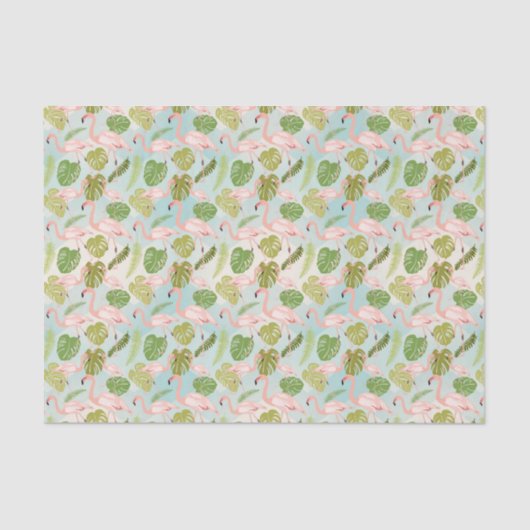 Hand drawn pink Flamingo and monstera leaves. Seam Seidenpapier (Vorderseite)