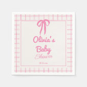 Hand Drawn Pink Gingham Bow Baby Girl Shower Serviette (Vorderseite)