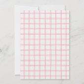 Hand Drawn Pink Gingham Bow Girl Baby Shower Dankeskarte (Rückseite)