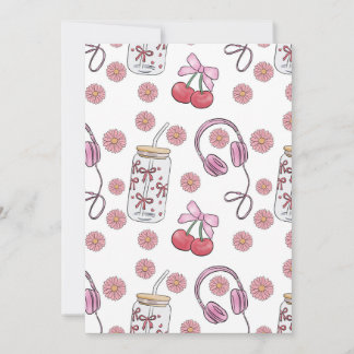 Hand-drawn Pink Girly Elements Seamless Pattern Einladung