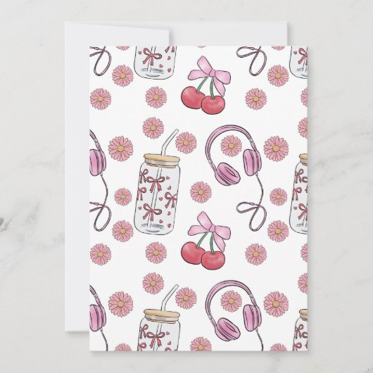 Hand-drawn Pink Girly Elements Seamless Pattern Einladung (Vorderseite)