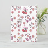 Hand-drawn Pink Girly Elements Seamless Pattern Einladung (Stehend Vorderseite)