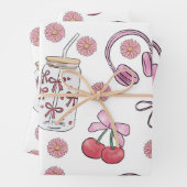 Hand-drawn Pink Girly Elements Seamless Pattern Geschenkpapier Set (Beispiel)