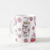 Hand-drawn Pink Girly Elements Seamless Pattern Kaffeetasse (Vorderseite Links)