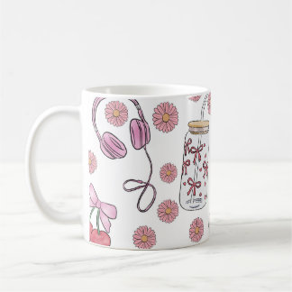 Hand-drawn Pink Girly Elements Seamless Pattern Kaffeetasse
