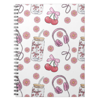 Hand-drawn Pink Girly Elements Seamless Pattern Notizblock