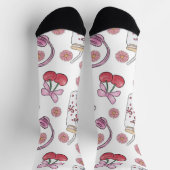 Hand-drawn Pink Girly Elements Seamless Pattern Socken (Oben)