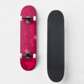 Hand-Drawn Pink Hearts & Floral Romantic Skateboard (Vorderseite)