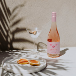 Hand-drawn Pink Lips Valentine's Day Bridal Shower Schaumweinetikett