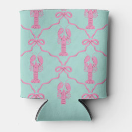 Hand-drawn Pink Lobster and Coquette Bows Cooler Dosenkühler