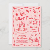 Hand Drawn Pink Red Modern Christmas Party Einladung (Vorderseite)