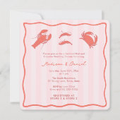 Hand-Drawn Pink Red Seafood Boil Couples Shower Einladung (Vorderseite)