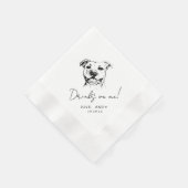Hand Drawn Pit Bull Drinks on me Cocktail Serviette (Ecke)