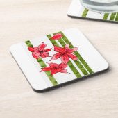HAND DRAWN POINSETTA COASTER GETRÄNKEUNTERSETZER (Linke Seite)